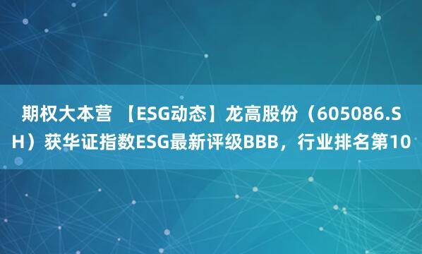 期权大本营 【ESG动态】龙高股份（605086.SH）获华证指数ESG最新评级BBB，行业排名第10